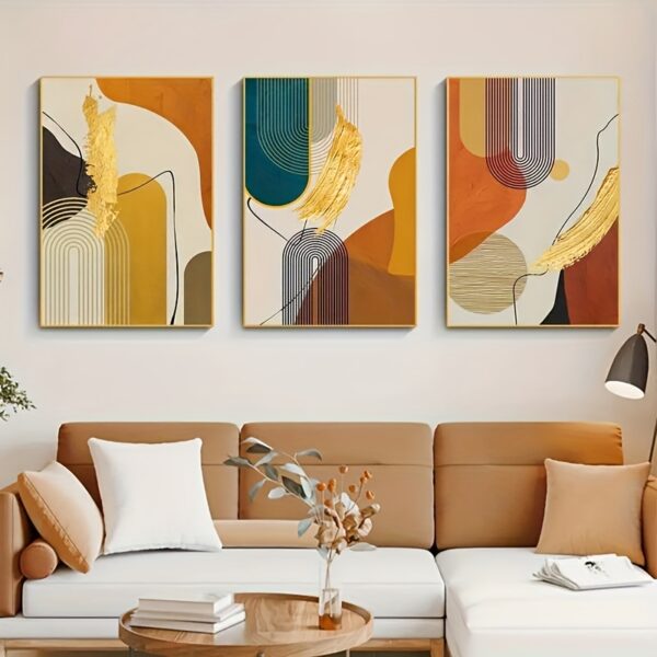 Second image of 3pcs/set Abstract Canvas Print Posters, Color Block Canvas Wall Art Paintings, Artwork Wall Painting For Living Room Bedroom Bathroom Office Hallway Kitchen Wall Decors, No Frames