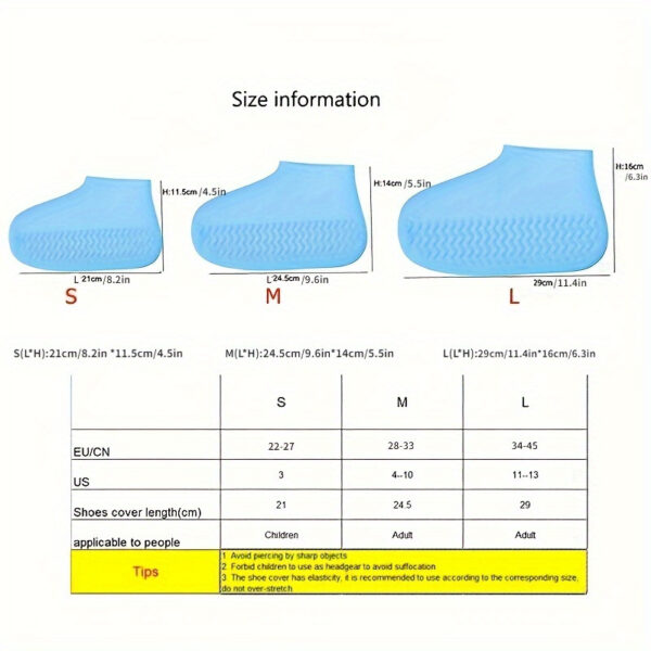 Second image of 1pair Rubber Rain Boot Overshoes For Outdoor Use, Silicone Waterproof Shoe Covers, Rainy Day Shoe Cover, Reusable Non-Slip Rain Boots