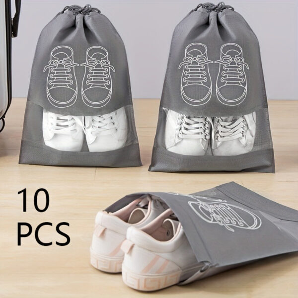 Second image of 10pcs Of Portable And Durable Shoe Storage Bags – Waterproof, Transparent For Easy Identification, Space-saving Design Ideal For Travel