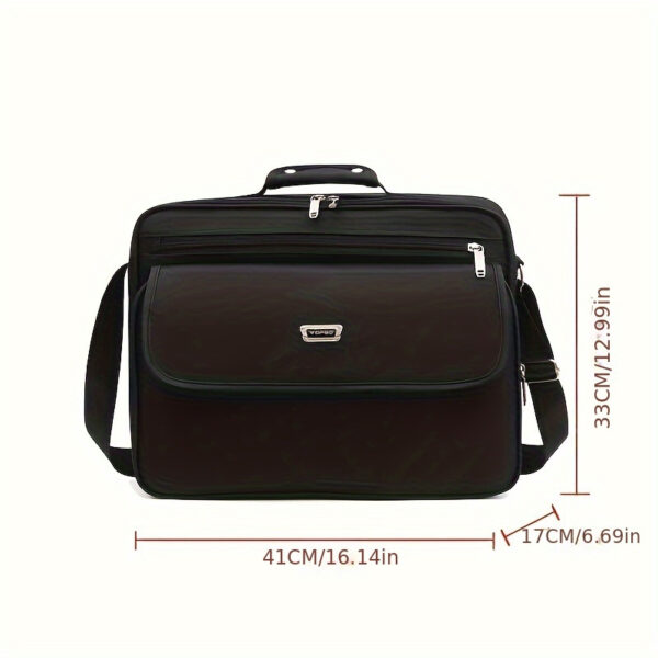 Second image of Men's Large Capacity Business Briefcase - Adjustable Strap, Lightweight Satchel with Laptop Compartment & Polyester Lining