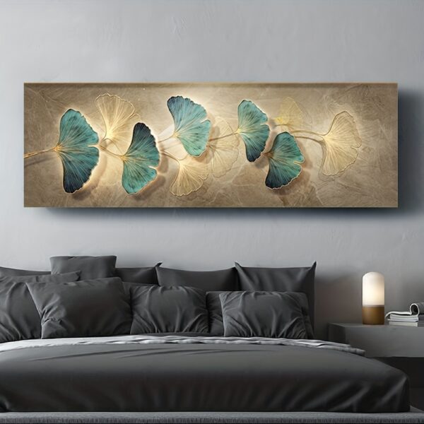 1pc HD Printed Ginkgo Biloba Leaves Canvas Decorative Painting, Light Luxury Art Print Picture, Texture Wall Art Painting For Living Room Bedroom Dining Room Restaurant Office Hotel Homestay & Home, Artwork, Home Decor, No Frame