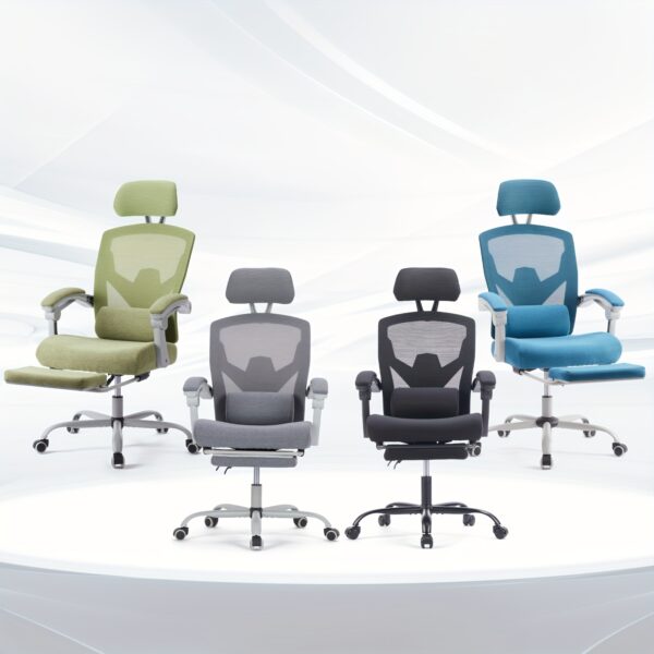 Second image of Executive High-Back Mesh Office Chair - Reclining, Swiveling, Rolling with Footrest, Headrest, and Armrest - Ergonomic Computer Desk Chair for Adults with Superior Lumbar Support and Breathable Mesh Fabric