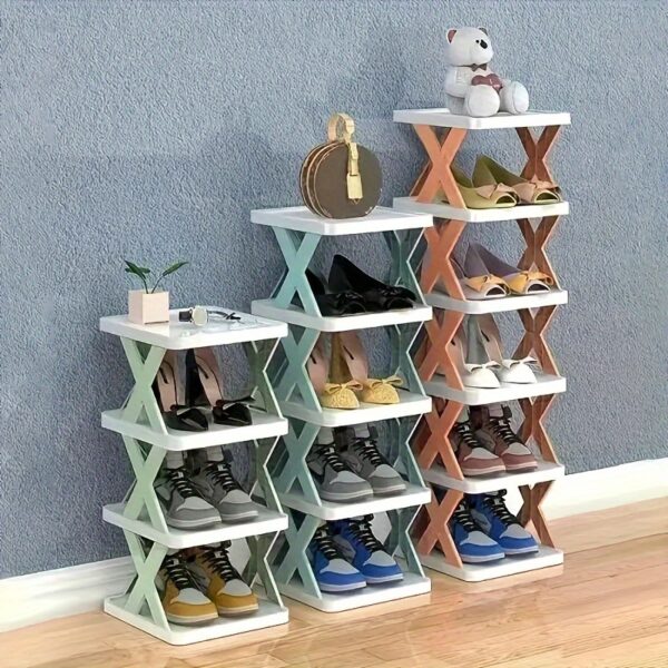 Second image of Space-Saving Multi-Layer Folding Shoe Rack - Stackable & Detachable, Perfect for Entryways, Bedrooms, Living Rooms & Dorms