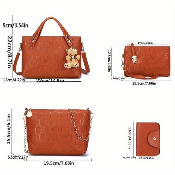 Second image of 4pcs/set, New Handbag, Shoulder Straddle Package, PU Leather Cosmetic Bag