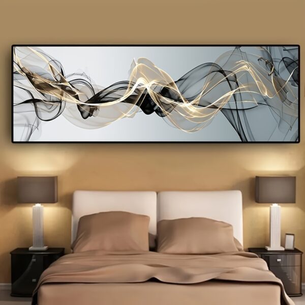 1pc Modern Nordic Abstract Gold Ribbon Canvas Painting, Gold Ribbon Posters And Prints, Wall Art Decoration, Living Room And Bedroom Modern Wall Art Decoration, Eye-Catching Design, No Frame