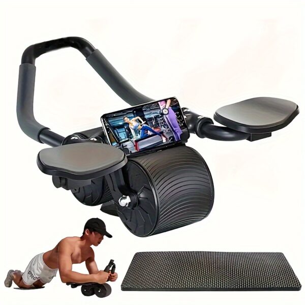 Second image of 1pc Unisex Abdominal Wheel, Automatic Rebound Abdominal Roller, With Elbow Pad, For Core Strength Training, Fat Burning, Slimming Belly, Fitness