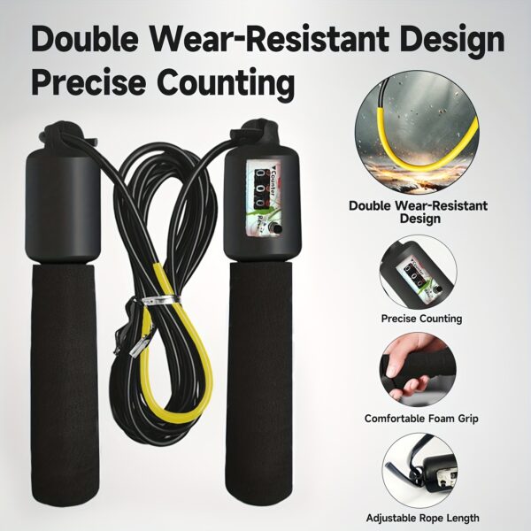 1pc Durable Adjustable Skipping Rope, Jump Rope With Counter, Suitable For Fitness Training, Fat Burning