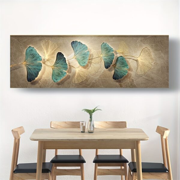 Second image of 1pc HD Printed Ginkgo Biloba Leaves Canvas Decorative Painting, Light Luxury Art Print Picture, Texture Wall Art Painting For Living Room Bedroom Dining Room Restaurant Office Hotel Homestay & Home, Artwork, Home Decor, No Frame