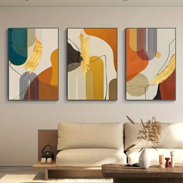 3pcs/set Abstract Canvas Print Posters, Color Block Canvas Wall Art Paintings, Artwork Wall Painting For Living Room Bedroom Bathroom Office Hallway Kitchen Wall Decors, No Frames