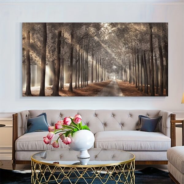 Second image of 1pc Nature Sunshine Canvas Painting, Trees Poster, Landscape Forest Wall Art Pictures, Scandinavian Prints, For Home Decor, No Frame