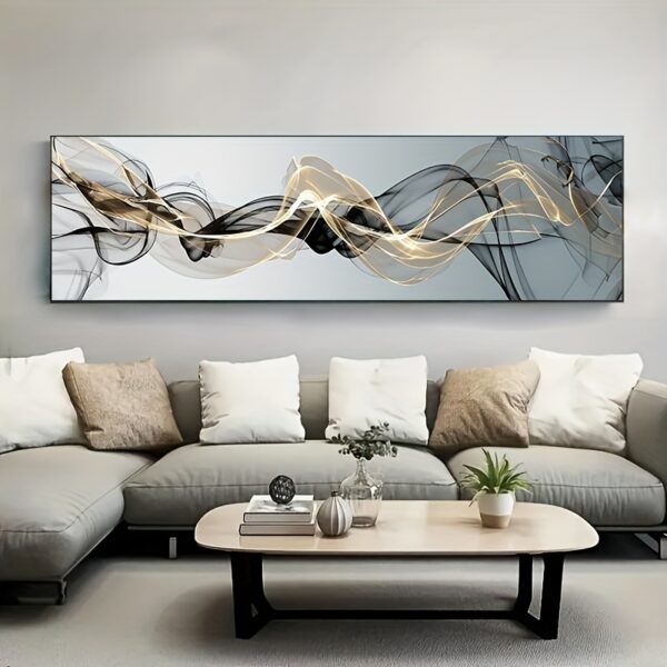 Second image of 1pc Modern Nordic Abstract Gold Ribbon Canvas Painting, Gold Ribbon Posters And Prints, Wall Art Decoration, Living Room And Bedroom Modern Wall Art Decoration, Eye-Catching Design, No Frame