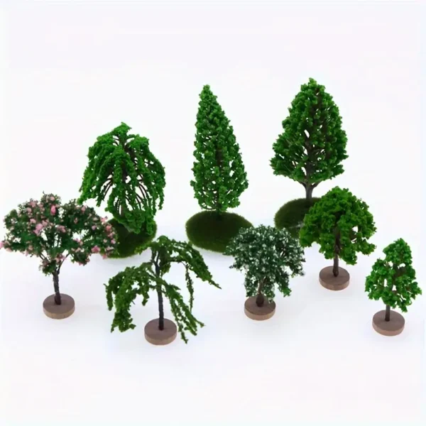 Second image of 16-Piece Mixed Model Miniature Trees Set with Wooden Bases for Dollhouse Scenery, Model Train Landscaping, DIY Crafts & Architectural Building - Suitable for Ages 6-8, Height: 1-6 Inches