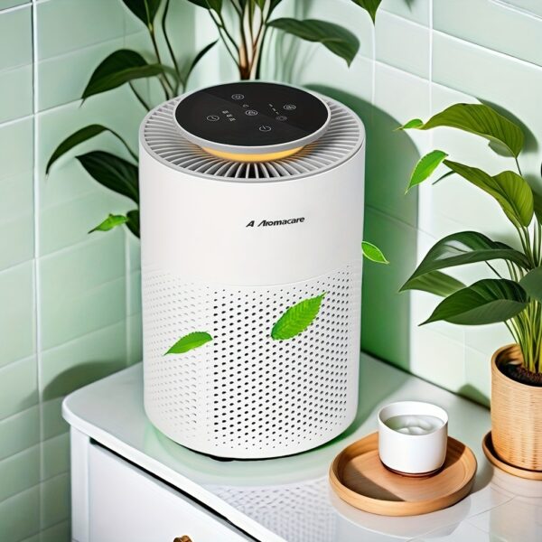 Second image of A Aromacare Air Purifiers for Bedroom Home, True HEPA Filter Cleaner with Timer, Night Light, Safety Lock, Effectively Clean 99.93% Hair, Smoke, Dust, Pet Dander, Odors, Desktop, Portable, White