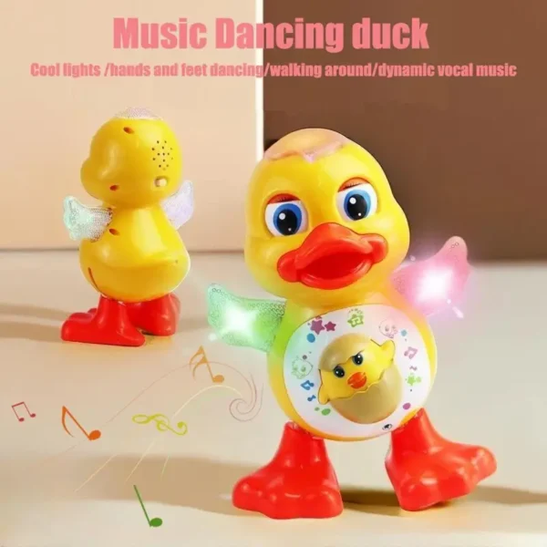 Electric Dancing Duck Funny Blink Eyes Flashing Light Cute Musical Cartoon Animal Educational Toy, (Battery Not Included) Halloween Christmas Gifts