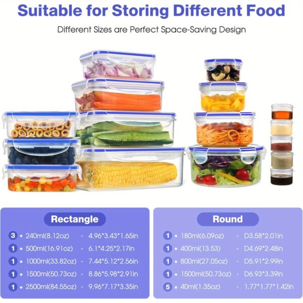 Second image of YASHE 32pcs Plastic Food Containers With Lids, Airtight Food Storage Containers For Kitchen Storage, 100% Leakproof, BPA-Free Meal Prep Containers With Labels & Marker