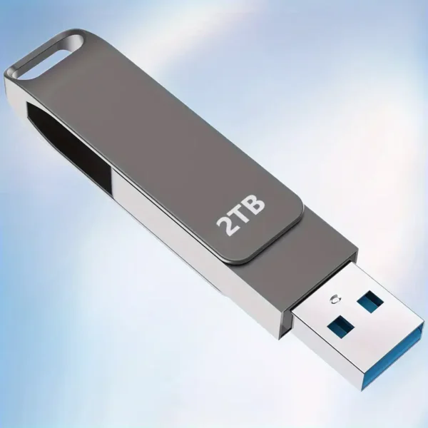 2TB High-Speed USB Flash Drive - Rotating Metal Thumb Drive with 360° Key-Hole Design - External Storage for PC, Laptop, Desktop with Fast Data Transfer and Durable Construction