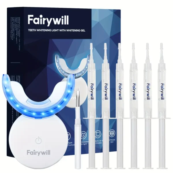 Second image of Fairywill Teeth Whitening Kit LED Light W/22%, Teeth Whitening Light With 6 Carbamide Peroxide Teeth Whitening Gel For Sensitive Teeth, Easy To Use