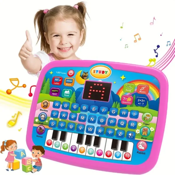 Second image of One Piece 'S Multifunctional Tablet Learning Machine, Letters, Numbers, Music Functions, Animals And Piano Keys Educational Toys, Tablet Toys, Help Puzzle And Learn (Batteries Not Included)