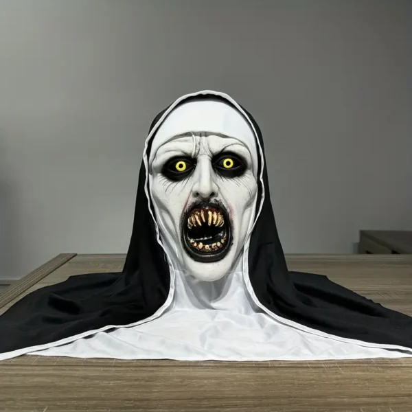 Spooky Nun Mask For Halloween - Synthetic Latex, Hand-Washable, Street Style Horror Costume Accessory