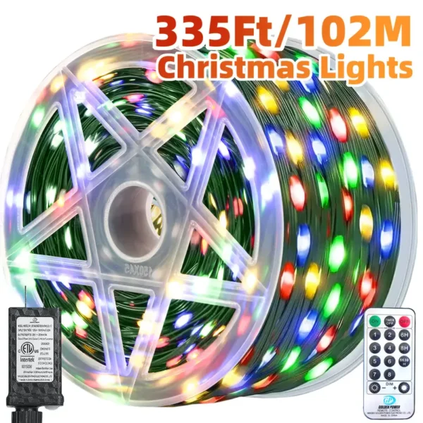 Christmas String Lights, 1000LED 328Ft String Lights Outdoor, 8 Modes with Timer Christmas Tree Lights for Tree Bedroom Wedding Classroom Christmas