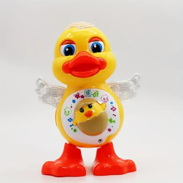 MAYAPHILOS Electric Dancing Duck Toy - Funny Blinking & Flashing Lights, Cute Musical Cartoon Animal Educational Plaything for Youngsters, Perfect Halloween Gift (Batteries Not Included) - Red/Yellow
