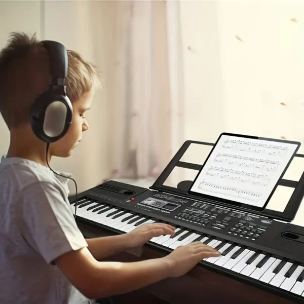 61-Key Portable Electronic Keyboard with High-Quality Sound - Interactive Learning Piano, Dual Power Mode Battery/USB, Includes Built-in Microphone, Educational Musical Toy for Ages 8 and Up