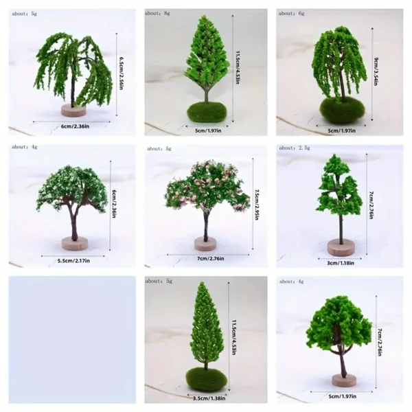 16-Piece Mixed Model Miniature Trees Set with Wooden Bases for Dollhouse Scenery, Model Train Landscaping, DIY Crafts & Architectural Building - Suitable for Ages 6-8, Height: 1-6 Inches