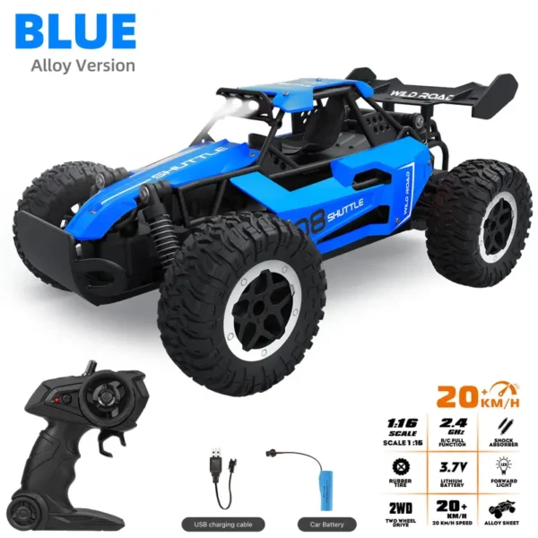 Second image of 1:16 2.4G Remote Control Car, High-Speed Up To 20 Km/h, All Terrain Off-Road Electric Toy Car, Christmas, Halloween, Thanksgiving Day Gift