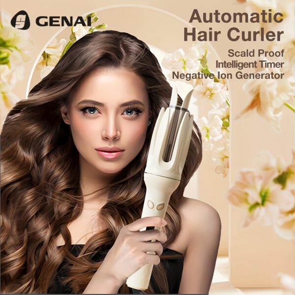 Genai Automatic Hair Curler: 28mm Barrel, 4 Temperature Modes, Negative Ion Generator, Intelligent Timer & Sensor, Auto Shut-Off for Safety