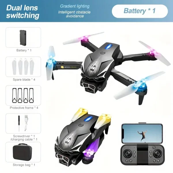 Second image of LU600 drone, controllable lights, brushless motor easy to control, dual camera, front camera adjustable, hover overhead shot, custom route, beginner gifts, Christmas Thanksgiving Halloween gifts