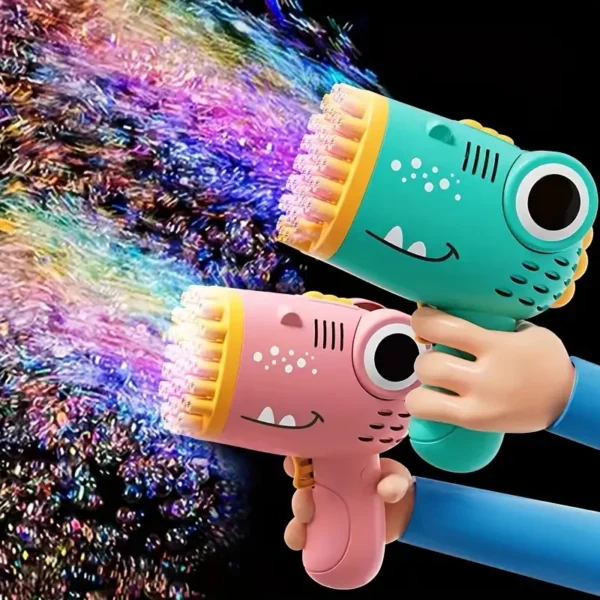 40 Holes Handheld Automatic Dinosaur Bubble Machine - Fully Automatic, Multi-Hole Blowing, Wedding Prop, Halloween and Christmas Gift Idea, No Battery and Bubble Liquid Included