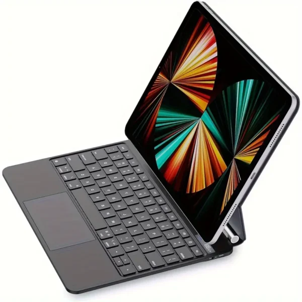 For IPad Pro 12.9 Inch Case With Keyboard White, Trackpad, Battery Percentage Indicator, Floating Cantilever Holder, Backlit Magic-Style Keyboard Case For IPad 12.93/4/5/6 Gen