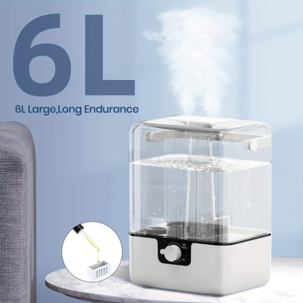 CHIVALZ 6L Humidifiers for Bedroom Large Room Home, Cool Mist Top Fill Humidifiers for Baby Nursery and Plants, 26dB Quiet, Nightlight, Up to 50 Hours, Oil Diffuser, 360° Nozzle, Anti-dry Burn, White