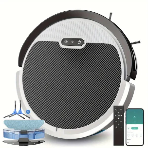 Robot Vacuum And Mop Combo, App/Voice Control, 2 In 1 Robot Vacuum Cleaner, 4000pa Max Power Suction, Scheduled Cleaning, Automatic Recharge, For Pet Hair, Low Carpet