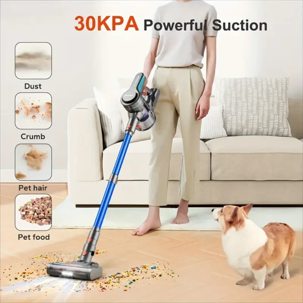 Cordless Vacuum Cleaner, 30Kpa Powerful Stick Vacuum With 45min Runtime, Anti-Tangle Vacuum Cleaners For Home, 50.72oz Dust Cup, Rechargeable Wireless Vacuum For Hardwood Floor Carpet Pet Hair